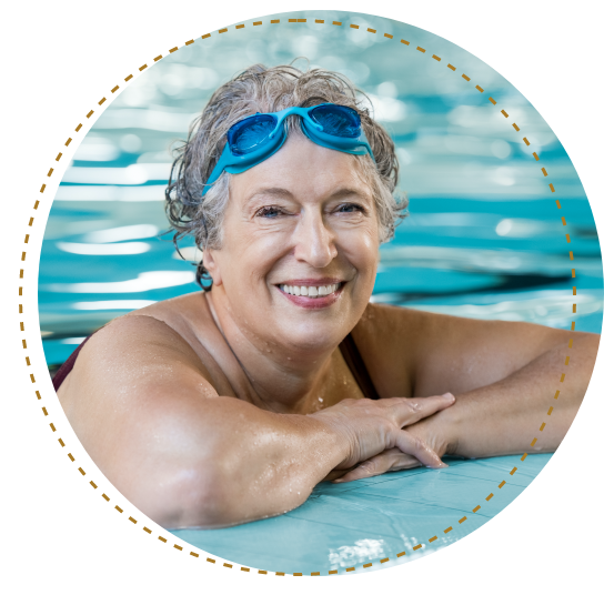 woman in pool wearing goggles