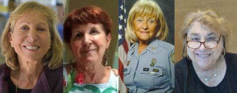 Senior Hall of Fame inductees: Debbie Eisinger, Diane C. Lade, Colonel Edythe Lamb, and Elaine Schwartz. [Area Agency on Aging of Broward County]