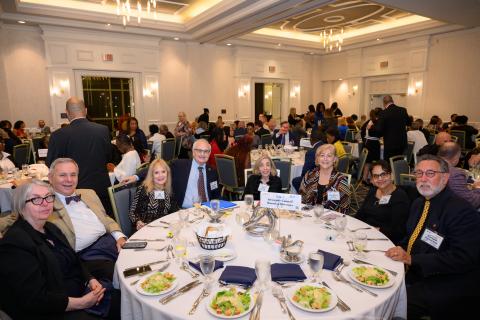 group dining at large round table